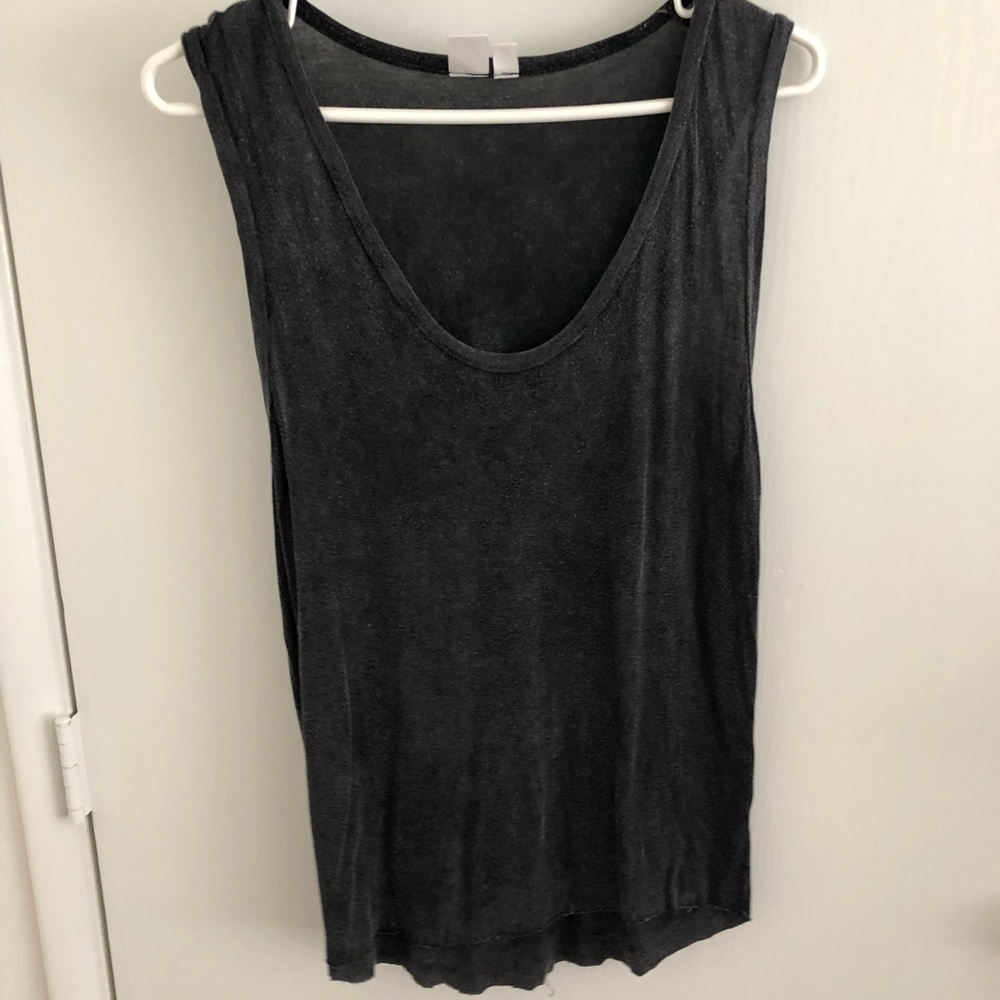 Gray raw hem tank